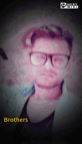 a drawing of a man with glasses and the words brothers below him