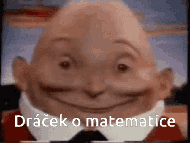 a close up of a cartoon character with the words " dracek o matematice " below it