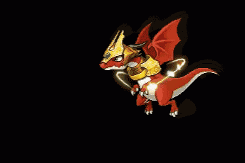 a red dragon is flying in front of a gold circle with a cross on it