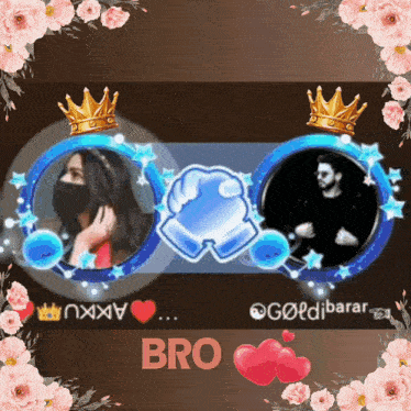 a picture of a man and a woman with the word bro in the middle