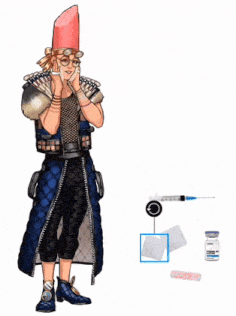 a drawing of a man wearing a red hat and glasses