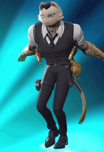 a cat in a suit and tie with a gun