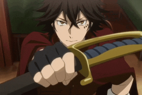 a man in a red cape holds a sword in his right hand
