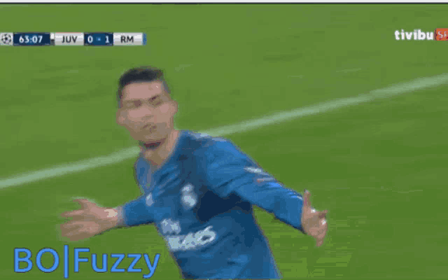 a screen shot of a soccer game with the words bo fuzzy in the corner