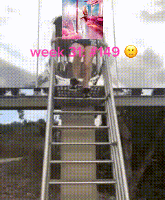a picture of a person going up a staircase with the words week 31 7 149 on it