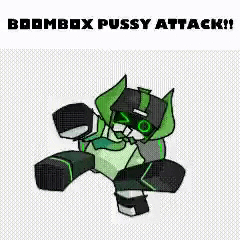 a cartoon of a robot with a green and black outfit and a green and black head .
