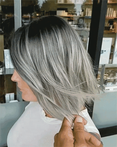 Silver Short Bob GIF - Colored Hair Silver Bob Hair Cut GIFs