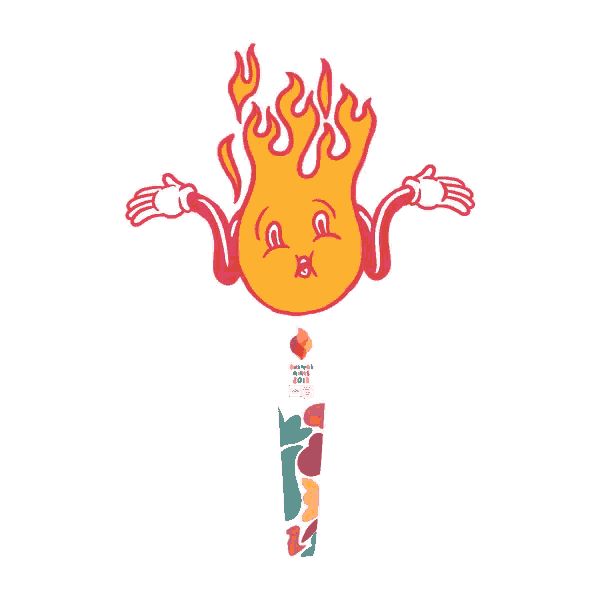 a cartoon illustration of a torch with a face on it that says ' athens olympics 2004 '