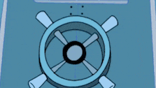 a cartoon illustration of a root beer storage vault