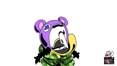 a cartoon character is wearing a bubble goose ballers shirt