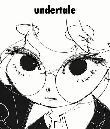 a black and white drawing of a person with the word undertale on it