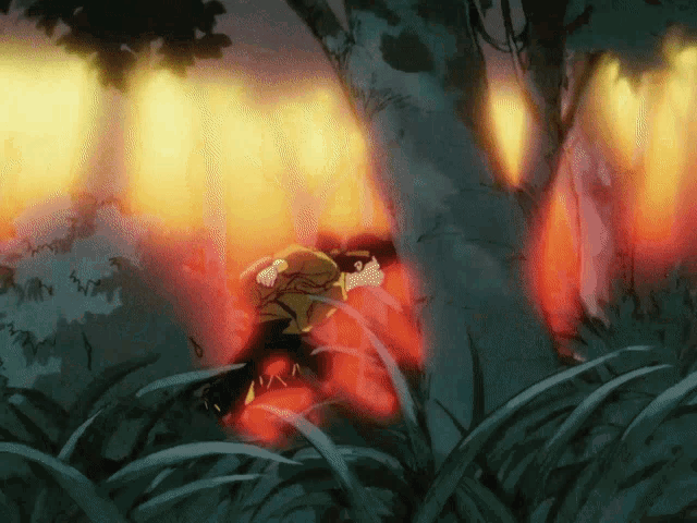 a cartoon drawing of a person in a forest