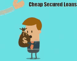 a cartoon of a man being handed a bag of money with the words cheap secured loans simply secured