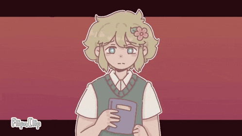 a cartoon character with a flower crown on his head is holding a camera .
