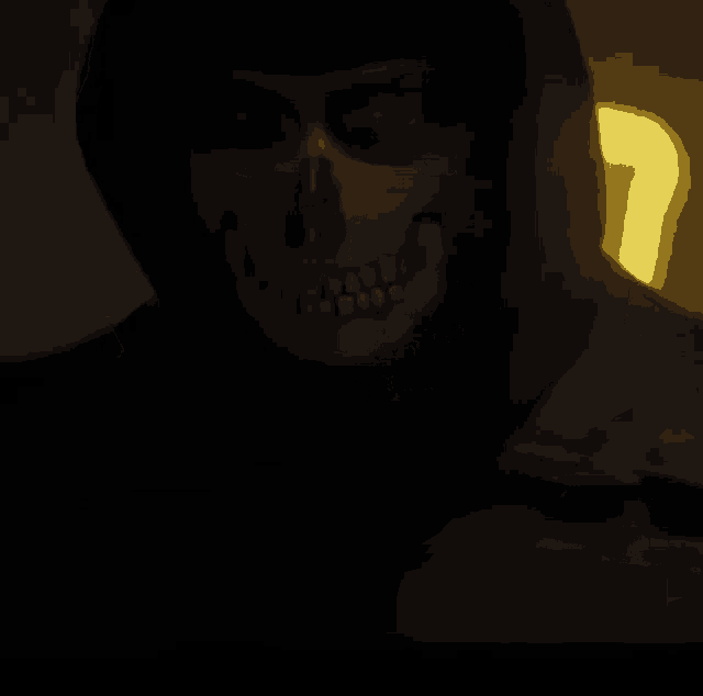 a close up of a person with a skull painted on their face