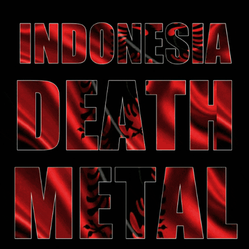 a logo for indonesian death metal surrounded by fire