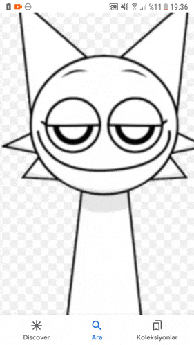 a phone screen shows a drawing of a cat with closed eyes