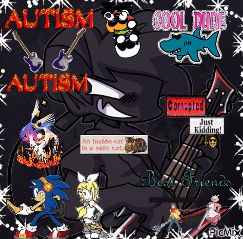 a poster that says autism autism and cool dude on it