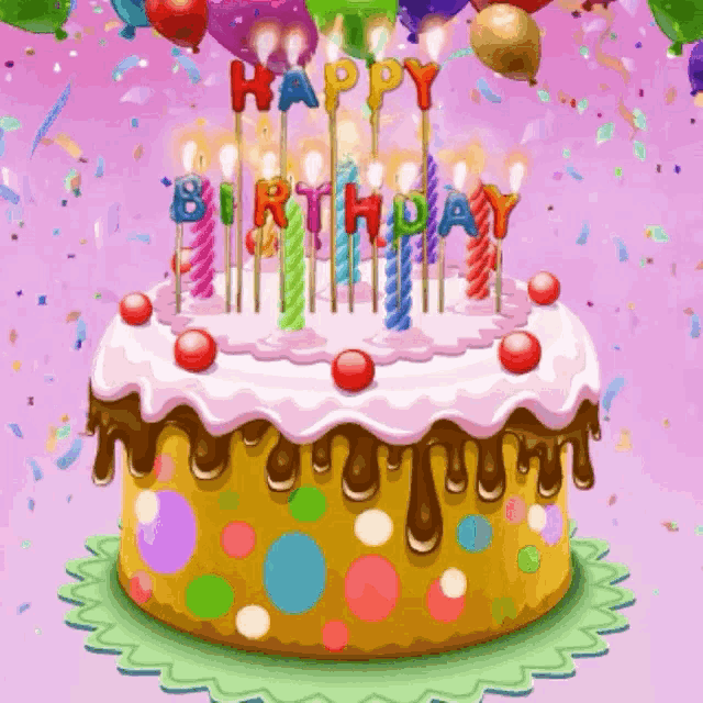 a birthday cake with candles that say happy birthday on it