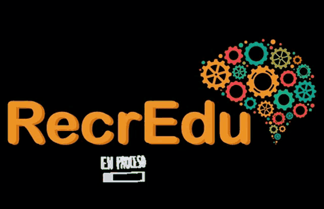 a black background with the word recredu and a brain made of gears
