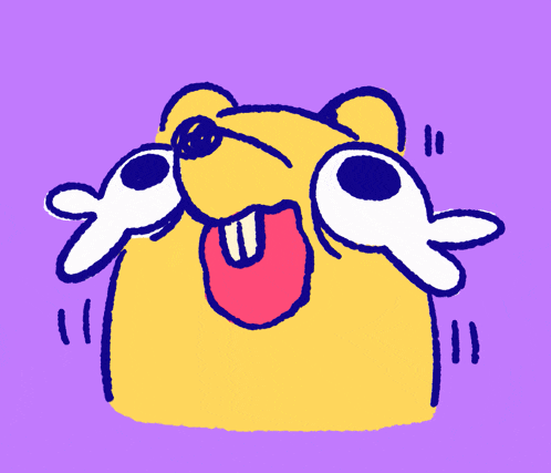 a cartoon drawing of a bear with its tongue hanging out