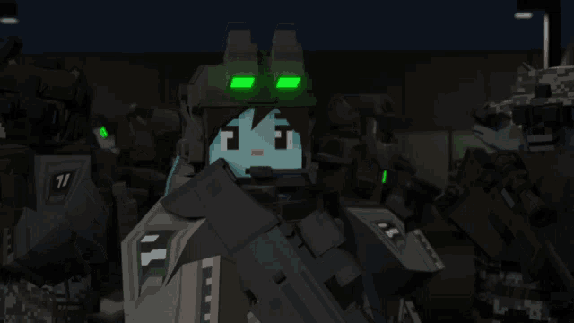 a pixel art of a soldier wearing a helmet with the number 71 on it