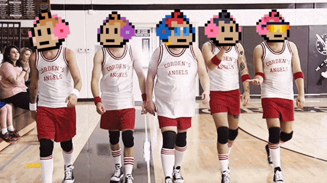 a group of people wearing corden 's angels jerseys