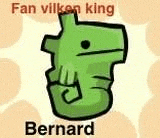 a green cartoon character with the name bernard written on it .