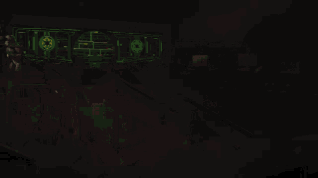 a person is holding a gun that is shooting a red laser