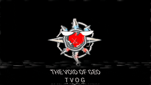 a glitch image of a sword and a heart with the words " the void of fire "