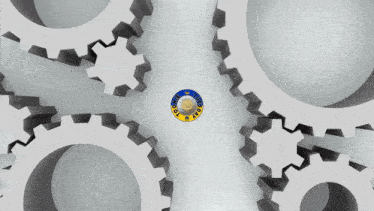 a gear with a coin in the center that says ' united states ' on it