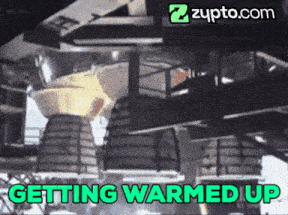a picture of a building with the words getting warmed up on the bottom