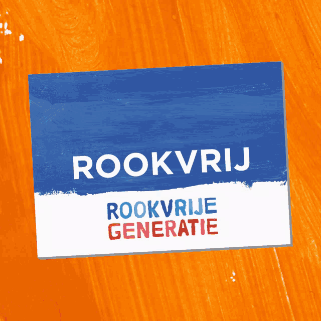 a blue sign that says rookvrij on it