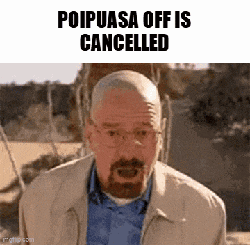 a man with a beard and glasses is making a funny face with the words poipusa off is cancelled .