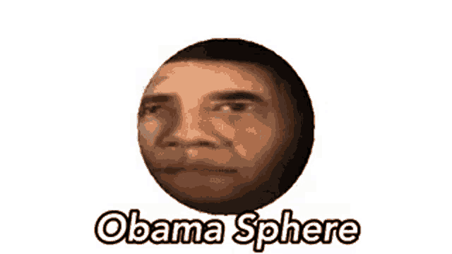 a close up of a man 's face in a ball with the words `` obama sphere '' written below it .