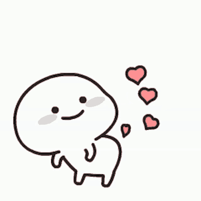 a cartoon character with hearts coming out of his chest .
