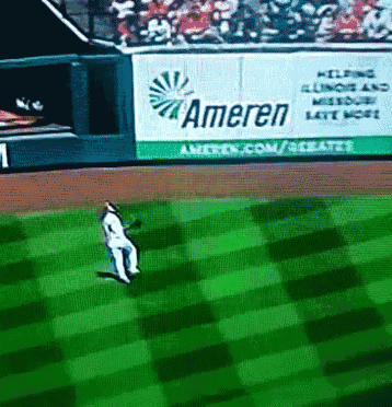 a baseball game is being played in front of a large ameren sign