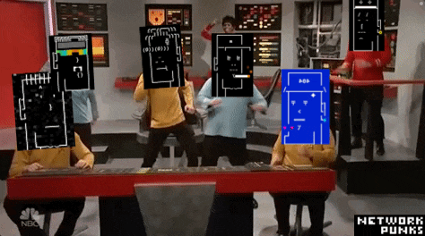 a group of people are dancing in a room with a nbc logo in the corner