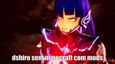 a screenshot of a video game character with the words dshiro sem minecraft com mods
