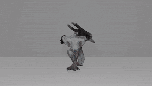 a 3d model of a monster with a blue eye and a beard