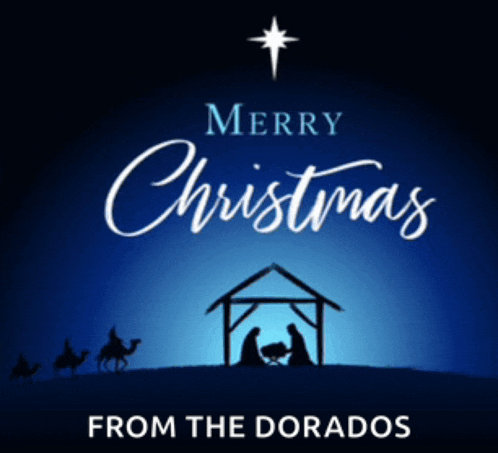 a merry christmas from the dorados greeting card with a nativity scene