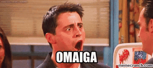 a man with his mouth open and the word omaiga written on his face