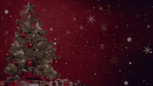 an anniversary and christmas celebration advertisement with a christmas tree in the background
