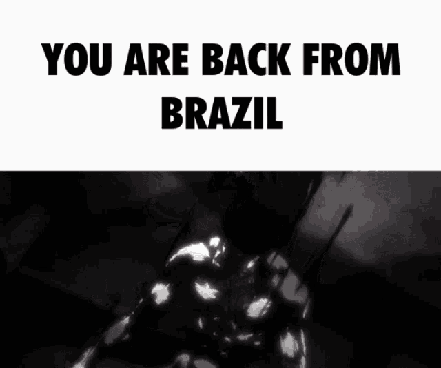 a poster that says you are back from brazil on it