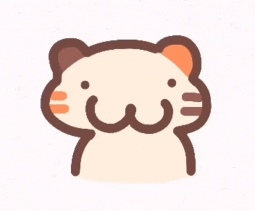 a cartoon drawing of a cat eating a blue object