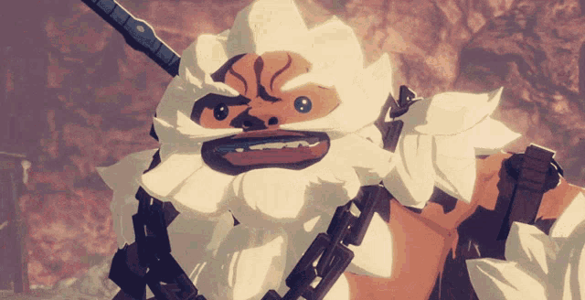 a cartoon character with chains around his neck and a beard