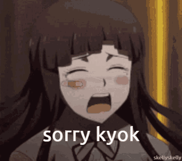 a girl with a bandage on her face is crying and says sorry kyoku