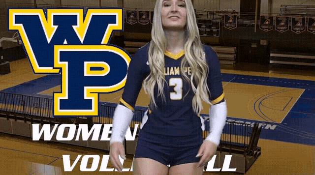 a woman in a volleyball uniform with the number 3