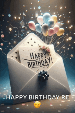 an envelope with a card that says happy birthday on it