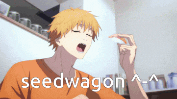 a cartoon character with the word seedwagon written on the bottom
